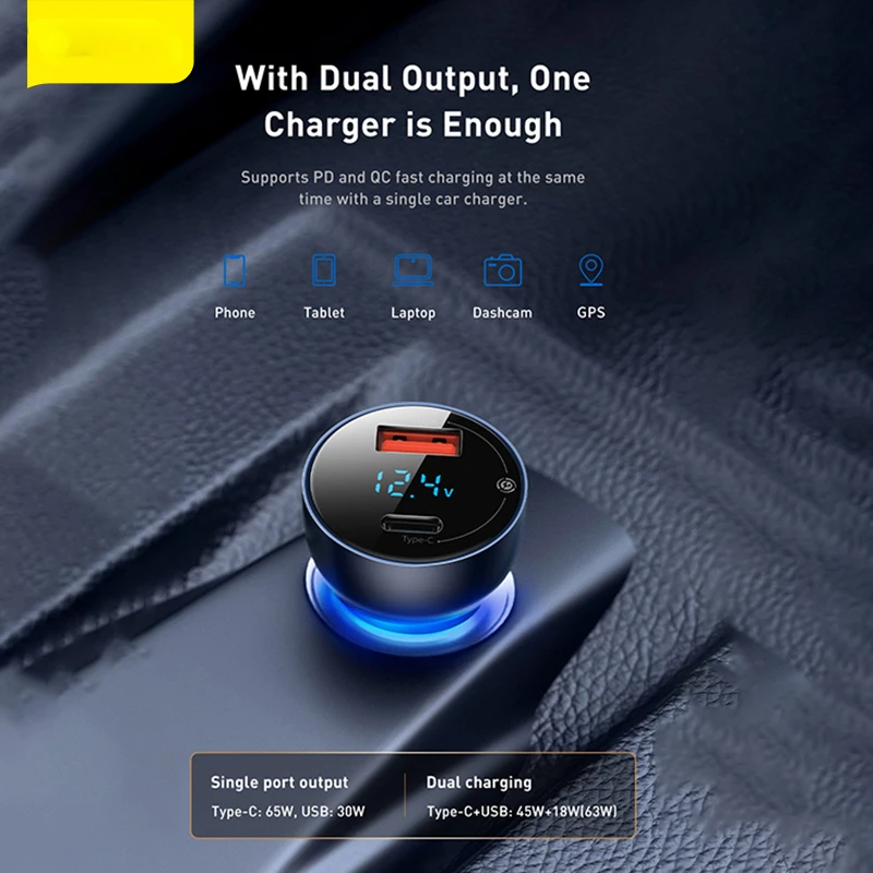 Free Shipping For iPhone 65W Car Charger USB Type C Dual Port PD QC Fast Charging For Laptop Translucent Car Phone Charger
Free Shipping For iPhone 65W Car Charger USB Type C Dual Port PD QC Fast Charging For Laptop Translucent Car Phone Charger