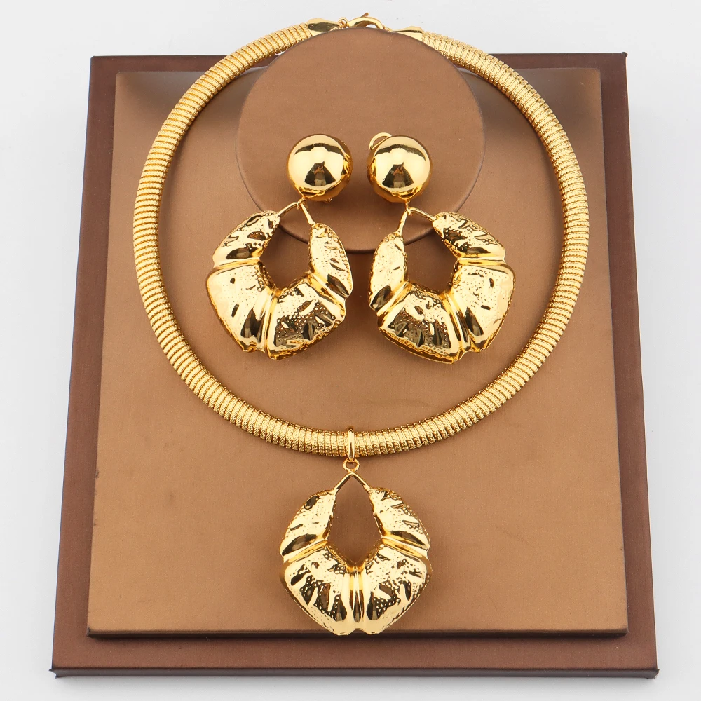 Dubai African Bride 18K Gold Jewelry Sets for Women Luxury Gold Plated Necklaces Earrings Jewelry Wedding Luxury Quality Jewelry
Dubai African Bride 18K Gold Jewelry Sets for Women Luxury Gold Plated Necklaces Earrings Jewelry Wedding Luxury Quality Jewelry