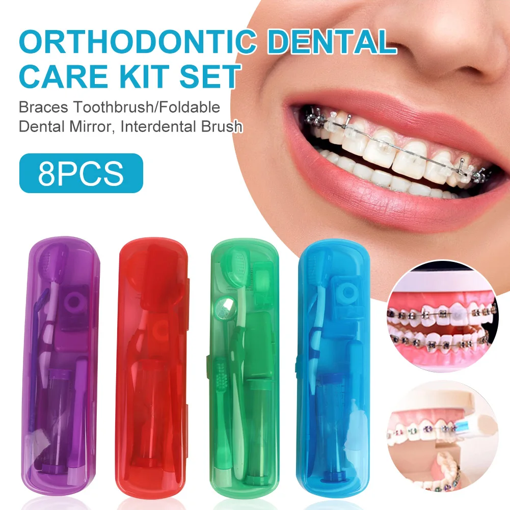8pcs Orthodontic Dental Care Kit Set Braces Toothbrush/Foldable, Dental Mirror, Interdental Brush and More with Carrying Case
8pcs Orthodontic Dental Care Kit Set Braces Toothbrush/Foldable, Dental Mirror, Interdental Brush and More with Carrying Case