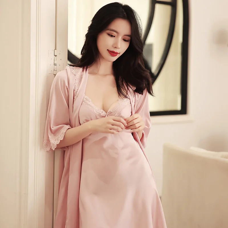 2PCS Pajamas Set White Women V-Neck Sleepwear M-XL Lace Kimono Sexy Nightshirts Flower Nightwear Robe Gown Sleep Suit Nightgown 
2PCS Pajamas Set White Women V-Neck Sleepwear M-XL Lace Kimono Sexy Nightshirts Flower Nightwear Robe Gown Sleep Suit Nightgown