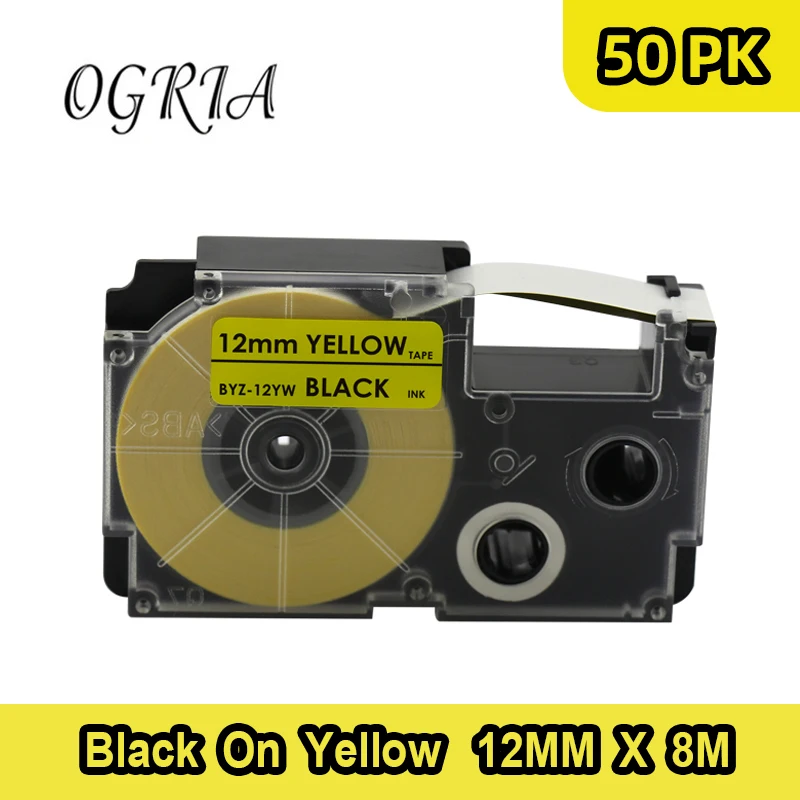 

OGRIA 50 PK Multicolor For Casio XR-12WE XR-12X XR-12RD XR-12YW XR-12YW Compatible for KL-60-L KL-60SR KL-170 KL-100 Label Maker