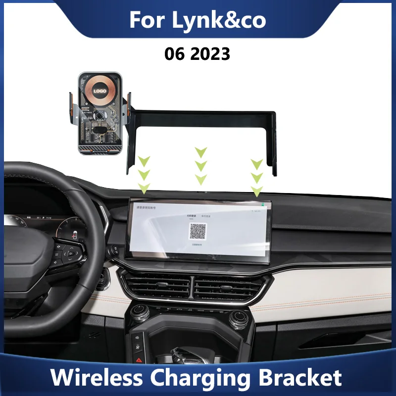 

15W Car Phone QI Wireless Charger Holder For LYNK&CO 06 2023 Screen Navigation 360° Rotating Mount Bracket Interior Accessories