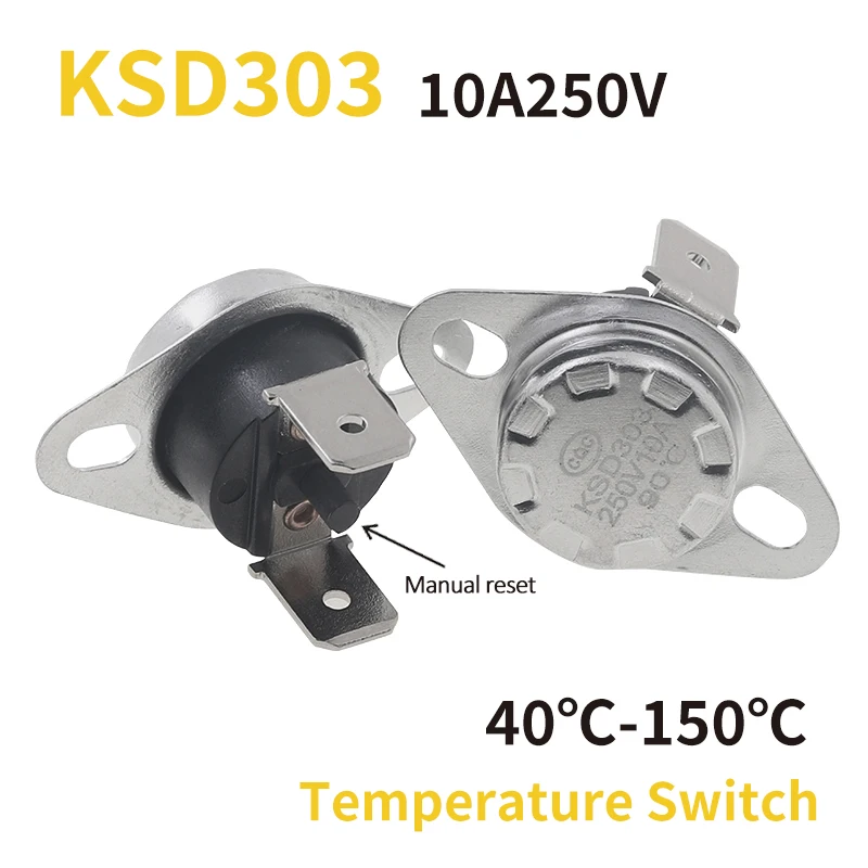 KSD303 KSD301 10A 45-150C градусов Цельсия термостат с ручным сбросом нормально закрытый переключатель температуры 65C 100C 125C 150C градус
KSD303 KSD301 10A 45-150C градусов Цельсия термостат с ручным сбросом нормально закрытый переключатель температуры 65C 100C 125C 150C градус