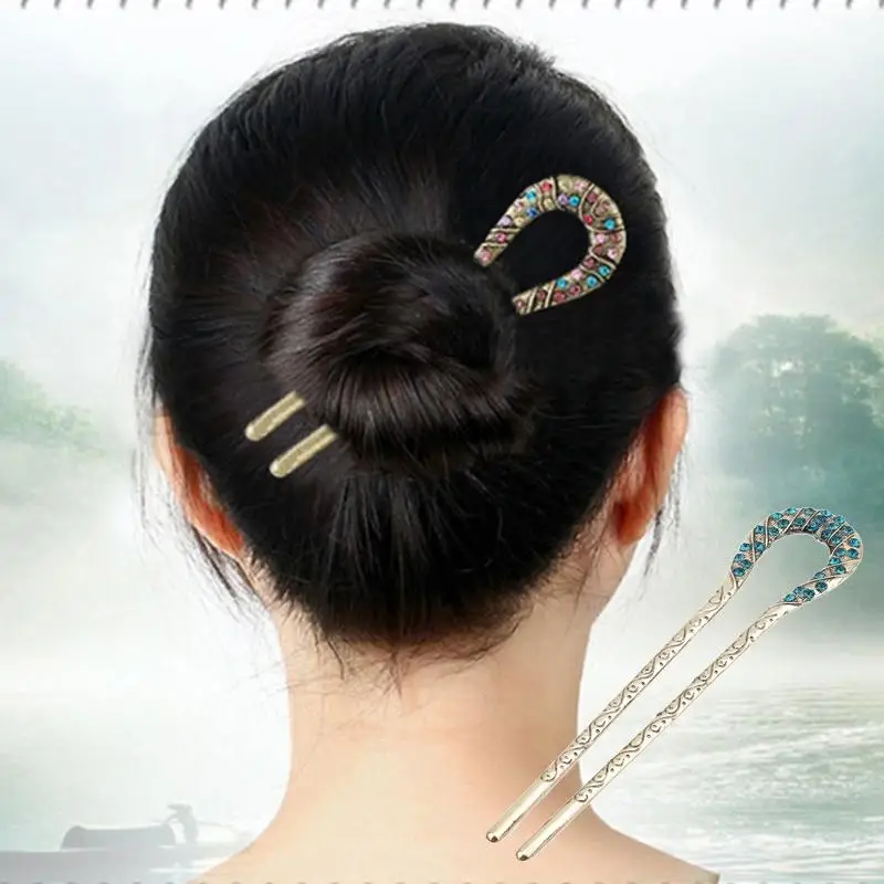 Women Vintage U-shaped Hairpin Hair Fork Retro Style Hair Stick Rhinestone Flower Alloy Metal Hairpins Hair Jewelry Accessories
Women Vintage U-shaped Hairpin Hair Fork Retro Style Hair Stick Rhinestone Flower Alloy Metal Hairpins Hair Jewelry Accessories