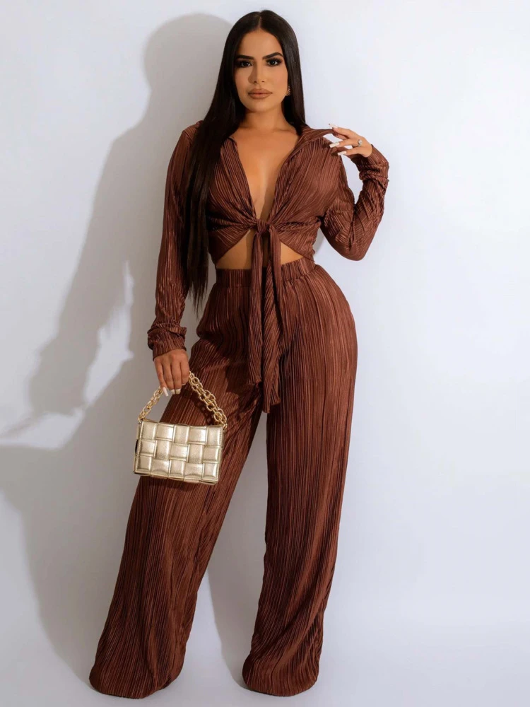 Mozision Pleated Two Piece Set Women Full Sleeve Lace-up Crop Top And Trouser Sets Ladies Casual Sexy Two Piece Sets
Mozision Pleated Two Piece Set Women Full Sleeve Lace-up Crop Top And Trouser Sets Ladies Casual Sexy Two Piece Sets