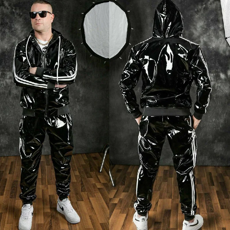 New Men's Pu Bright Leather Motorcycle Sportswear Black d Long Sleeve Jacket Pants Set Fashion Loose Casual Suit
New Men's Pu Bright Leather Motorcycle Sportswear Black d Long Sleeve Jacket Pants Set Fashion Loose Casual Suit