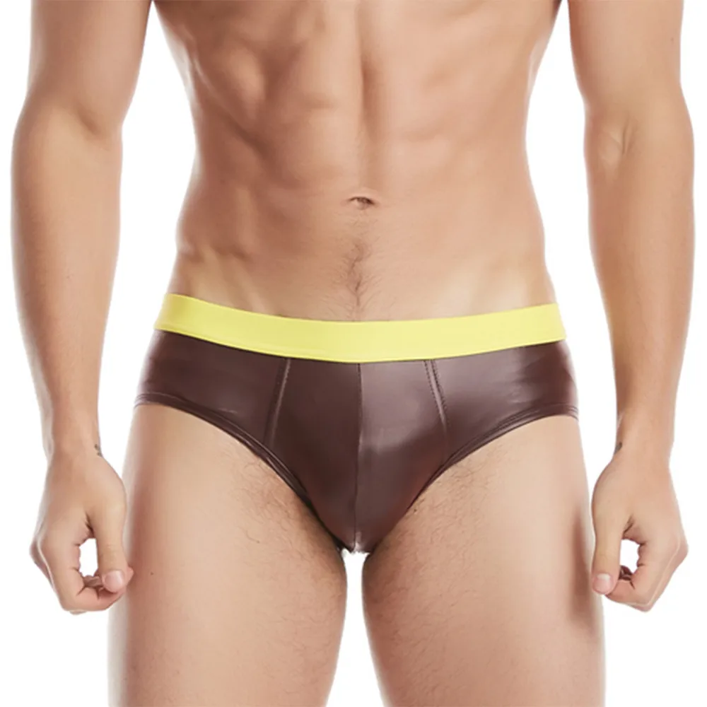 Fashion Leather Briefs Gays Seamless Bikini Thongs Elastic Underpants Man Panties Imitates Shorts Knickers Sexy Men's Underwear
Fashion Leather Briefs Gays Seamless Bikini Thongs Elastic Underpants Man Panties Imitates Shorts Knickers Sexy Men's Underwear