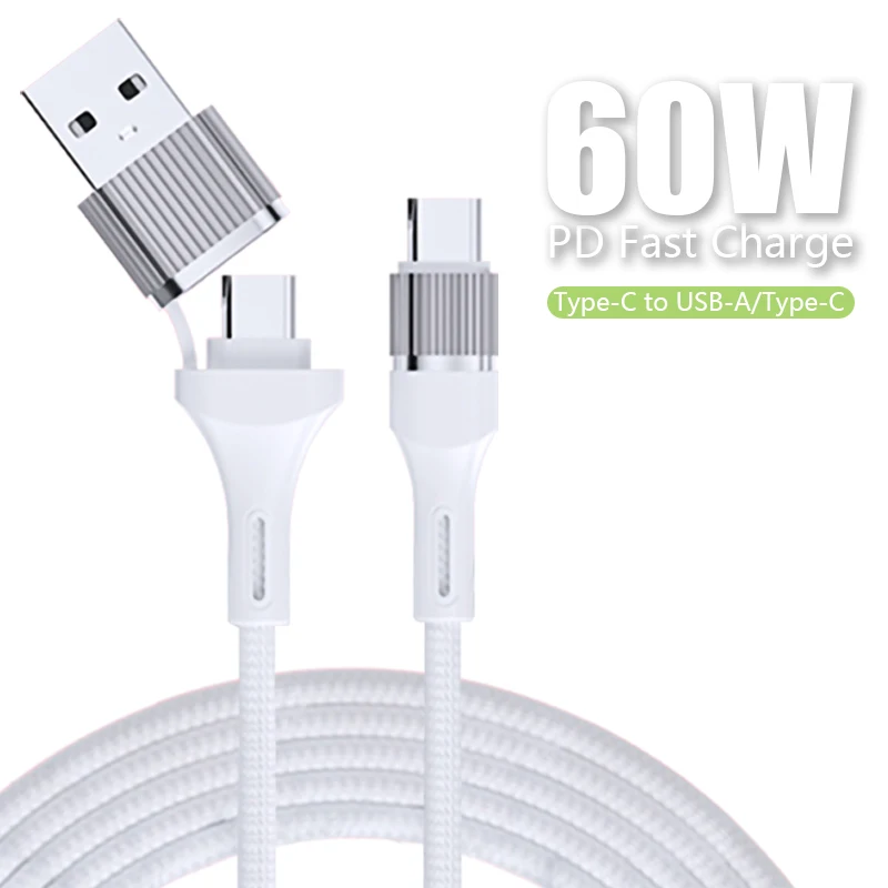60W 2 In 1 Type C Fast Charging Data Cable Mobile Smartphone Data Charge Cord Wire for Samsung Xiaomi Huawei Phone Accessories
60W 2 In 1 Type C Fast Charging Data Cable Mobile Smartphone Data Charge Cord Wire for Samsung Xiaomi Huawei Phone Accessories