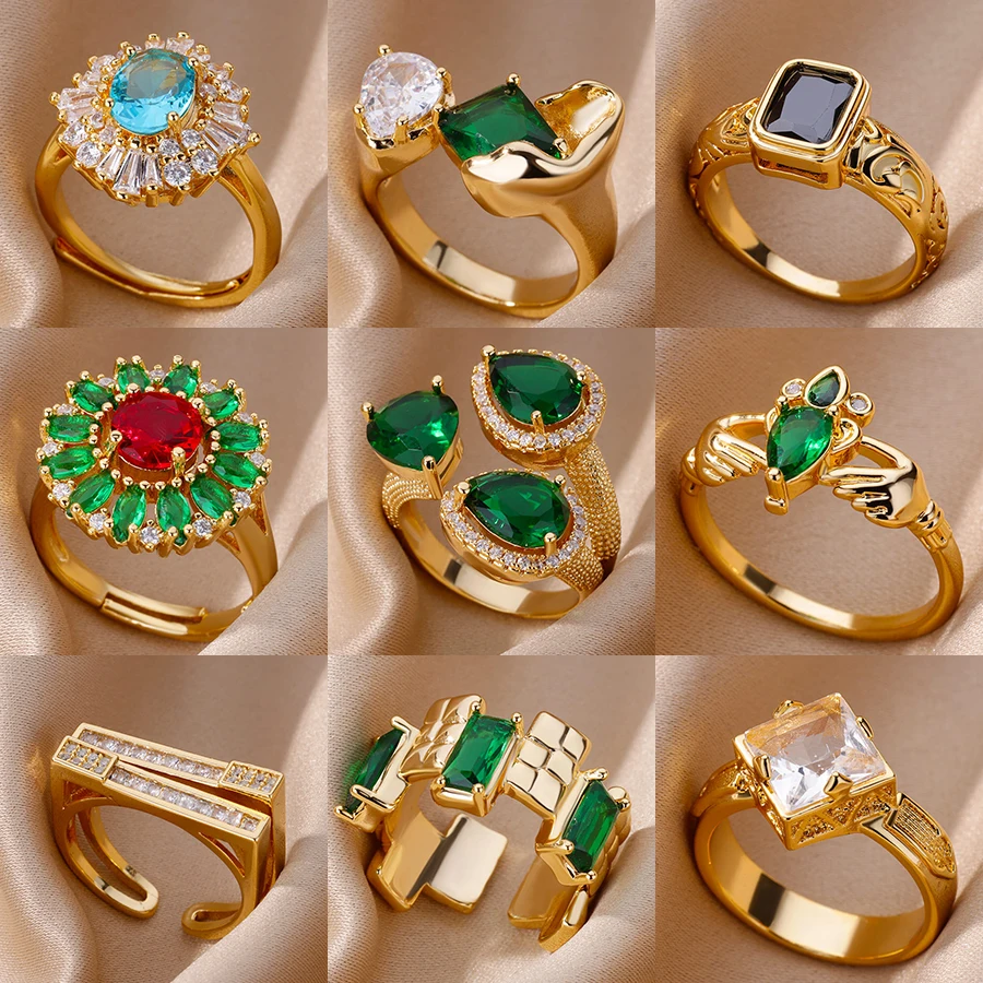 Stainless Steel Gold Colored Rings For Women Copper Zircon Luxury Opening Adjustable Hoop Ring Trend Jewelry Party Gift 2023 New
Stainless Steel Gold Colored Rings For Women Copper Zircon Luxury Opening Adjustable Hoop Ring Trend Jewelry Party Gift 2023 New
