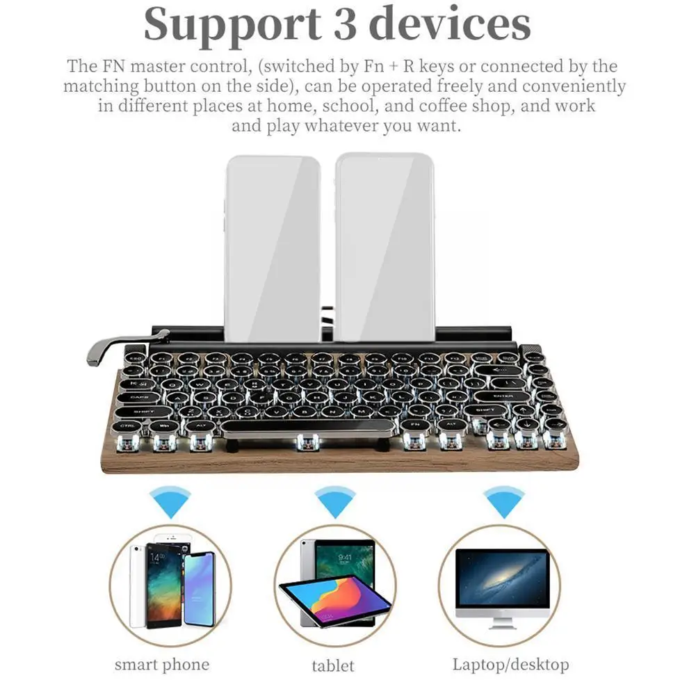 Retro Typewrite Wireless Mechanical Keyboard Punk Keycap Phone Tablet Bluetooth-compatible Keyboard For Green Axis Game A6s3
Retro Typewrite Wireless Mechanical Keyboard Punk Keycap Phone Tablet Bluetooth-compatible Keyboard For Green Axis Game A6s3
