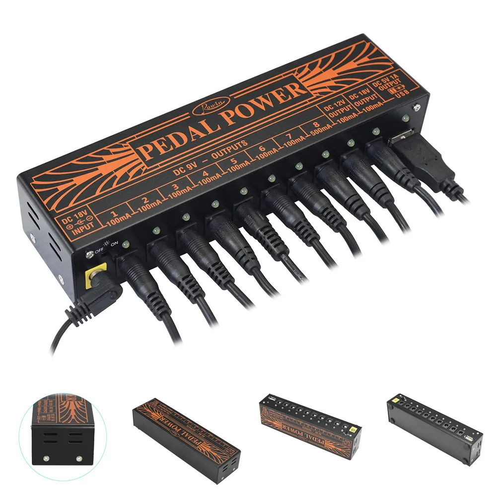 Guitar Pedal Power Supply 10 Isolated DC Output US/UK/EU Plug For 9V/12V/18V Effect Pedal For Electric Guitar
Guitar Pedal Power Supply 10 Isolated DC Output US/UK/EU Plug For 9V/12V/18V Effect Pedal For Electric Guitar