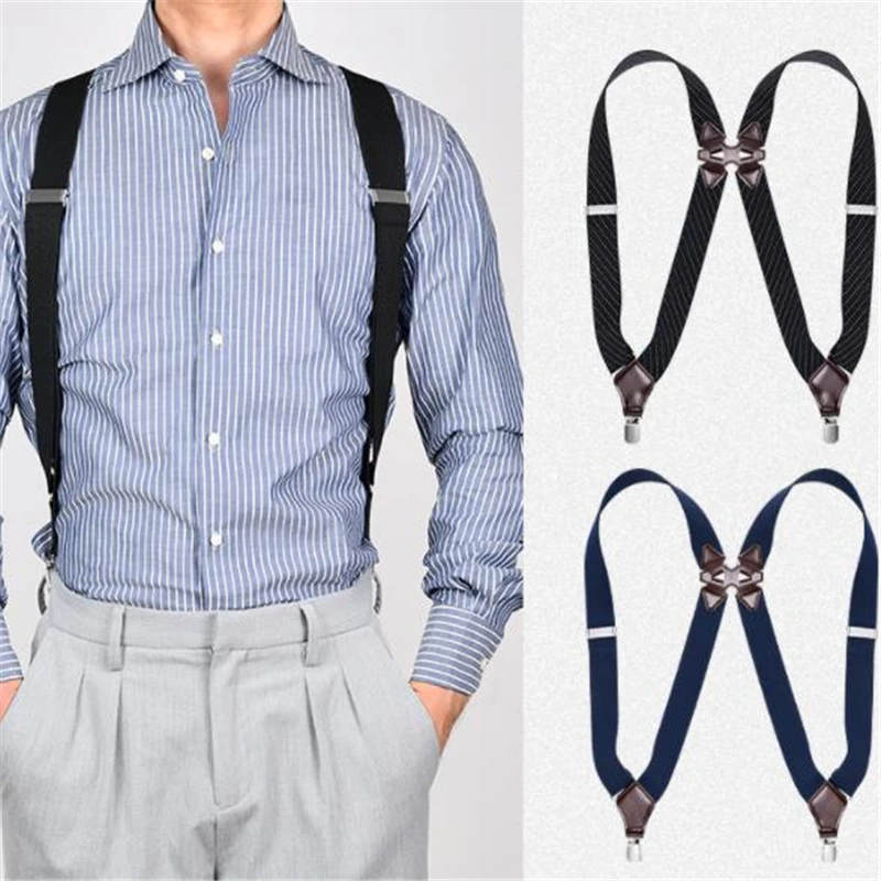 

New Suspenders Elastic Crossover Trousers Holster-Style Elastic Side Clip Cross-Over Adult Strap Suspenders Not Easy To Slip Off