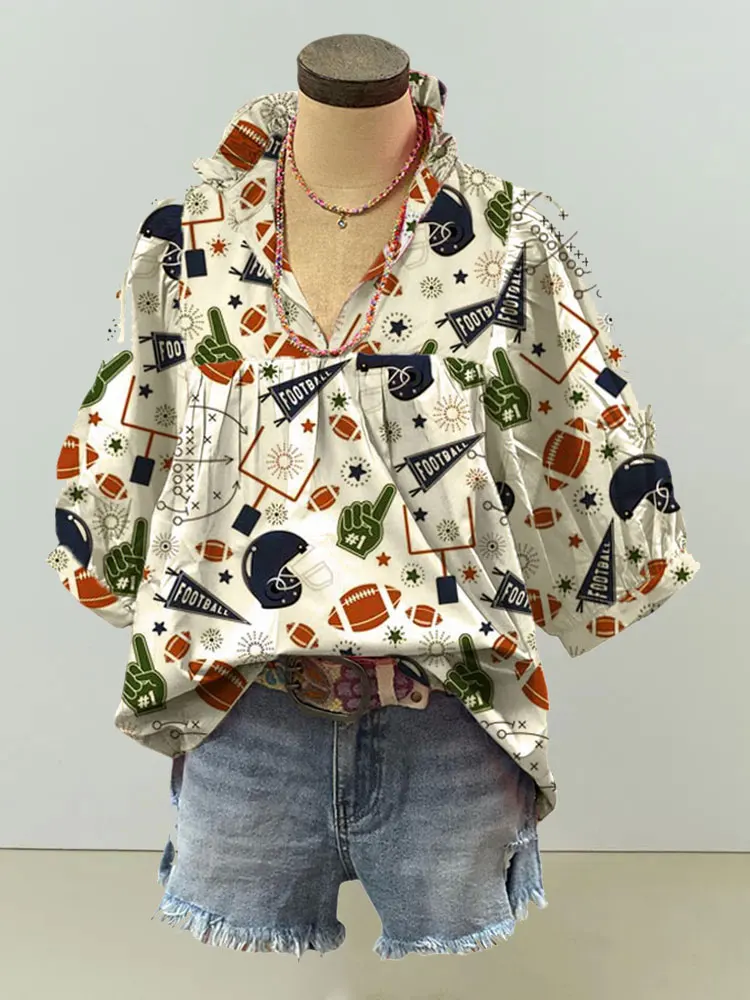 Women Football Tops Casual V-neck Pleated Top Blouses Short Sleeve Shirts Top
Women Football Tops Casual V-neck Pleated Top Blouses Short Sleeve Shirts Top