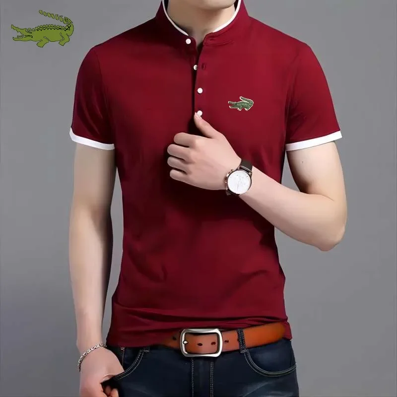 

New Summer Men's Short Sleeve T-shirt Slim Fit Standing Collar POLO Shirt Half Sleeve Casual Comfortable Wearing Clothes for Men