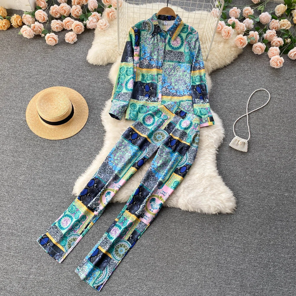 print women pajamas set 2 pieces with pant ladies sleepwear turn down collar pijama suit summer spring pyjama for female
print women pajamas set 2 pieces with pant ladies sleepwear turn down collar pijama suit summer spring pyjama for female