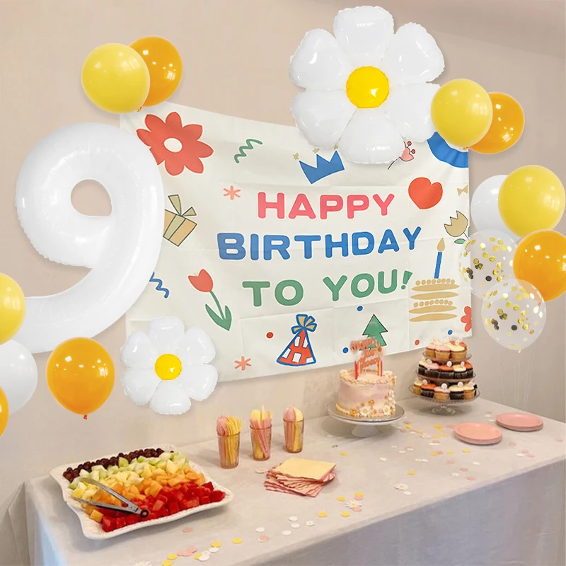 Daisy Flower Balloon For Birthday Party Sun Flower Birthday for Kids Girl Cute White Flower Balloon Baby Shower Decoration
Daisy Flower Balloon For Birthday Party Sun Flower Birthday for Kids Girl Cute White Flower Balloon Baby Shower Decoration