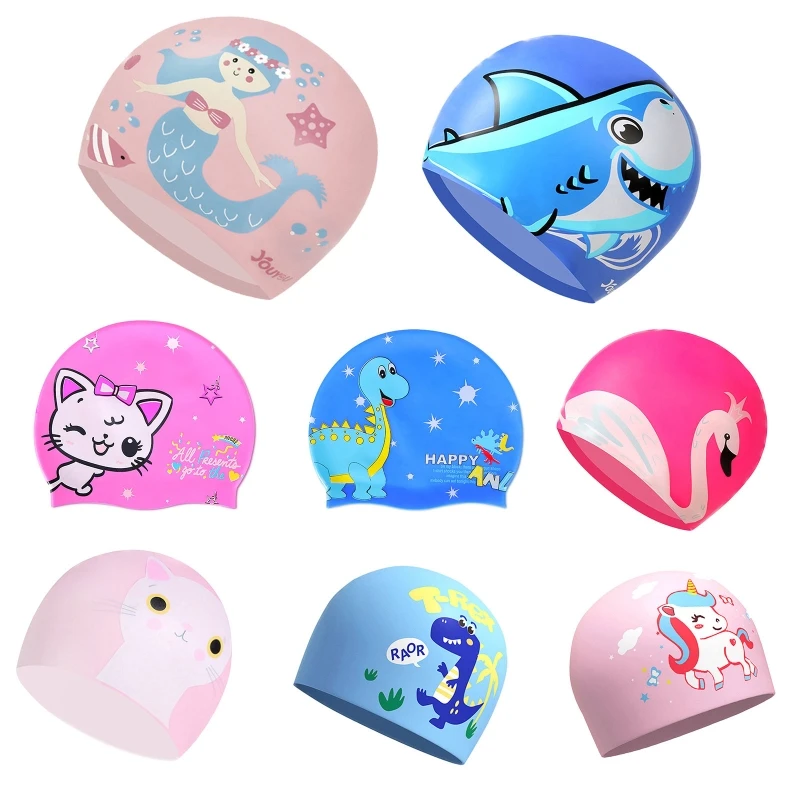 

Kids Swim Caps for Long Hair Silicone Swimming Cap for Girls Boys Kids Teens Long Curly Hair Braids Waterproof Swim Hat NEW