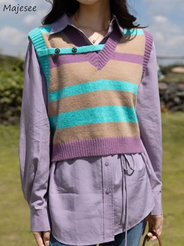 Sweater Vest Women Spring V-neck Striped Design Sweet Жилетка Женская Students Fashion All-match Popular Korean Style Retro Ins
Sweater Vest Women Spring V-neck Striped Design Sweet Жилетка Женская Students Fashion All-match Popular Korean Style Retro Ins