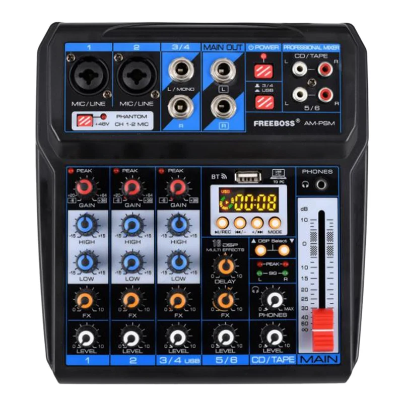 Sound Card Audio Mixer Sound Board Console Desk System Interface 6 Channel Usb Bluetooth 48V Power Stereo Us Plug
Sound Card Audio Mixer Sound Board Console Desk System Interface 6 Channel Usb Bluetooth 48V Power Stereo Us Plug