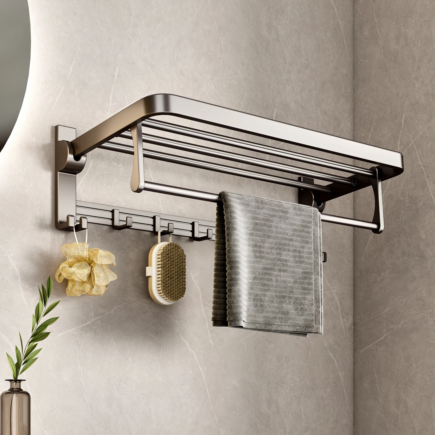 Bathroom Towel Holder No Drill Towel Rack Foldable Aluminum Stainless-Stell Storage Shelves Wall Mounted Bathroom Accessories
Bathroom Towel Holder No Drill Towel Rack Foldable Aluminum Stainless-Stell Storage Shelves Wall Mounted Bathroom Accessories
