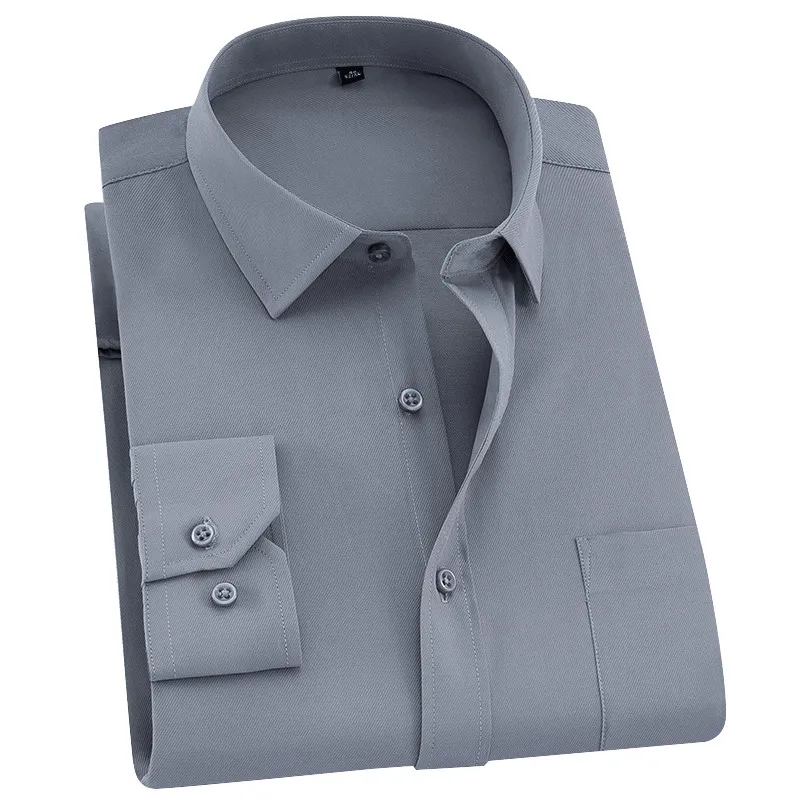 QISHA Mens Shirt Long Sleeve Business Smart Casual Solid Color Twill Male Clothing Slim Professional New Grey Social Man Shirt
QISHA Mens Shirt Long Sleeve Business Smart Casual Solid Color Twill Male Clothing Slim Professional New Grey Social Man Shirt
