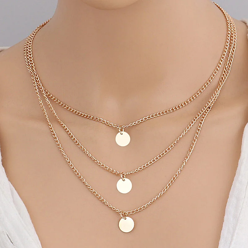 Punk Multilayer Pendant Coin Necklace for Women Gold Silver Color Simple Geometric Sequins Choker Necklace Women Jewelry Gift
Punk Multilayer Pendant Coin Necklace for Women Gold Silver Color Simple Geometric Sequins Choker Necklace Women Jewelry Gift
