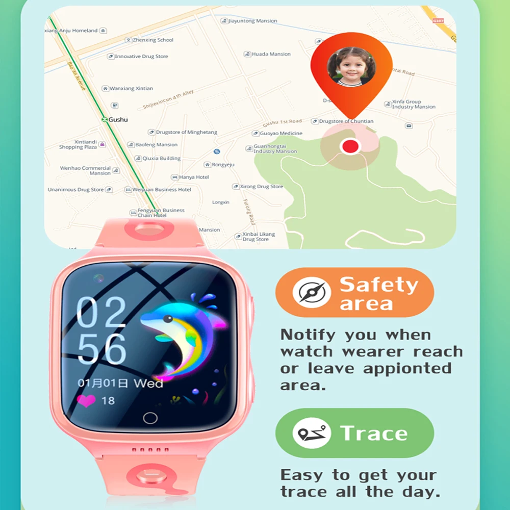 Детские Смарт-часы 4G телефон с большой батареей 1000 мАч видеозвонки GPS