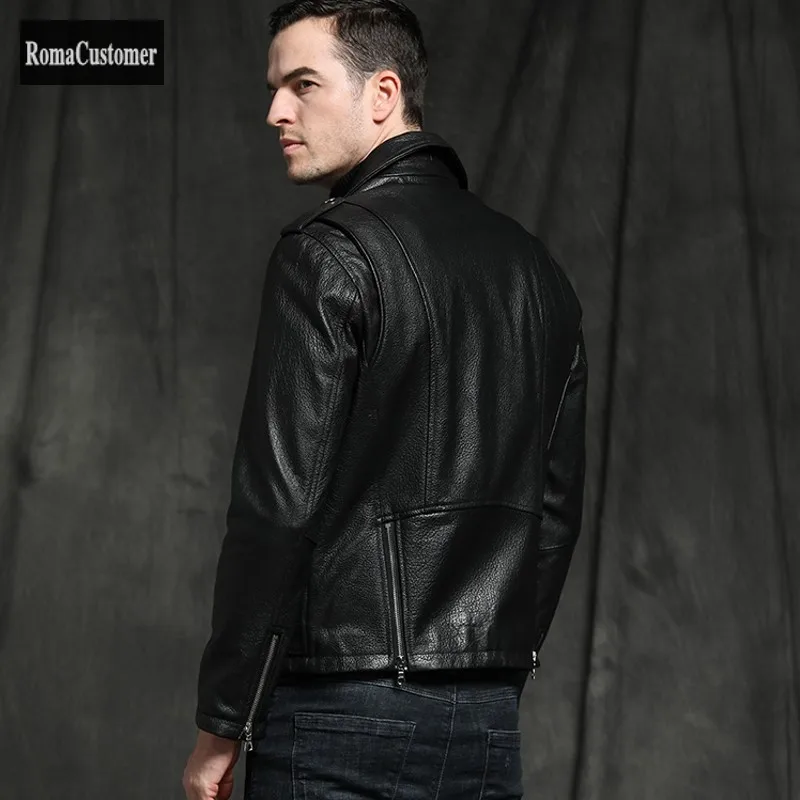 Spring Autumn New High Quality Turn-Down Collar Genuine Leather Jackets Vintage Mens Biker Coat Short Slim Sheepskin Outerwear
Spring Autumn New High Quality Turn-Down Collar Genuine Leather Jackets Vintage Mens Biker Coat Short Slim Sheepskin Outerwear