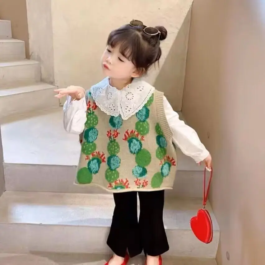 Baby Set for Girls Spring Summer Solid Lace Blouse+Knitting Vest+Flare Pants Infant Suits Kids Baby Children Clothing
Baby Set for Girls Spring Summer Solid Lace Blouse+Knitting Vest+Flare Pants Infant Suits Kids Baby Children Clothing