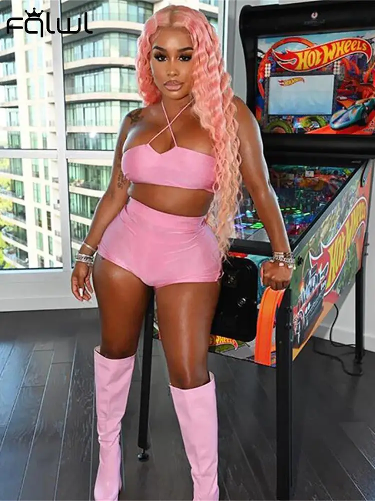 FQLWL Summer 2 Two Piece Sets Women Outfits 2022 Sleeveless Halter Crop Top Skinny Shorts Pink Party Matching Sets Female
FQLWL Summer 2 Two Piece Sets Women Outfits 2022 Sleeveless Halter Crop Top Skinny Shorts Pink Party Matching Sets Female