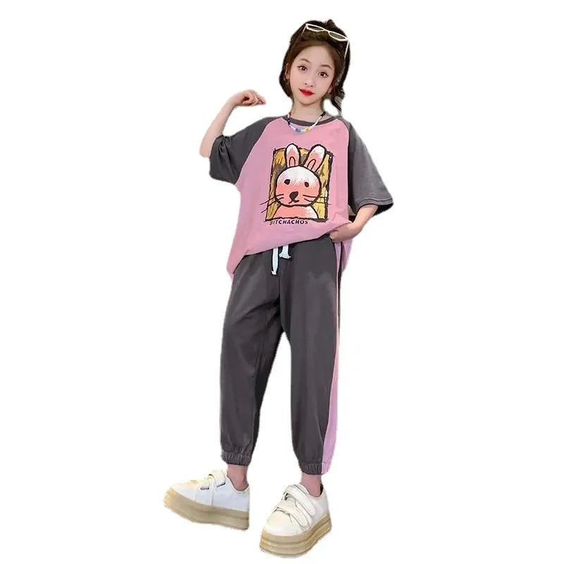 2023 Summer teens Girls Clothes tracksuit Children Sets splicing bunny loose T-Shirt + striped Ankle-tied Pants Kids 9 12 Years
2023 Summer teens Girls Clothes tracksuit Children Sets splicing bunny loose T-Shirt + striped Ankle-tied Pants Kids 9 12 Years