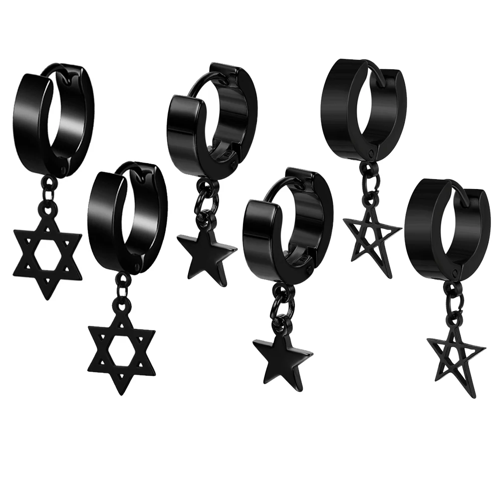 1 Pair Korean kpop Hexagram Stud Earrings for Women Men Circle Round Stainless Steel Earring black Punk Rock Jewelry
1 Pair Korean kpop Hexagram Stud Earrings for Women Men Circle Round Stainless Steel Earring black Punk Rock Jewelry