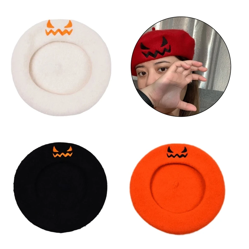 Halloween Embroidery Beret Hat Beret Caps All-Match Stylish Girl Dress up Slouchy Painter Hat Party Balmoral hat 
Halloween Embroidery Beret Hat Beret Caps All-Match Stylish Girl Dress up Slouchy Painter Hat Party Balmoral hat
