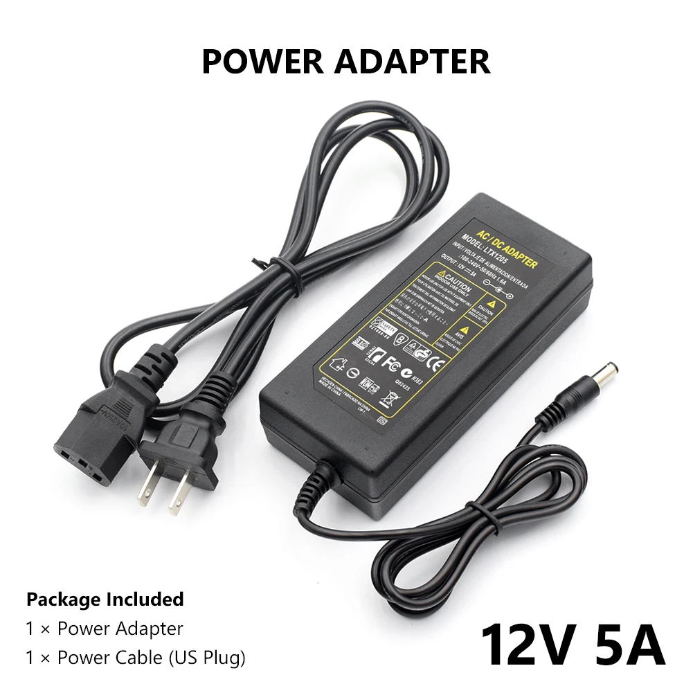 2021 New DC 12V 5A Power Supply Adapter US/EU/UK/AU AC 100-240V To DC 12V 5A No Cable For CCTV LED Strip Light Billboard
2021 New DC 12V 5A Power Supply Adapter US/EU/UK/AU AC 100-240V To DC 12V 5A No Cable For CCTV LED Strip Light Billboard