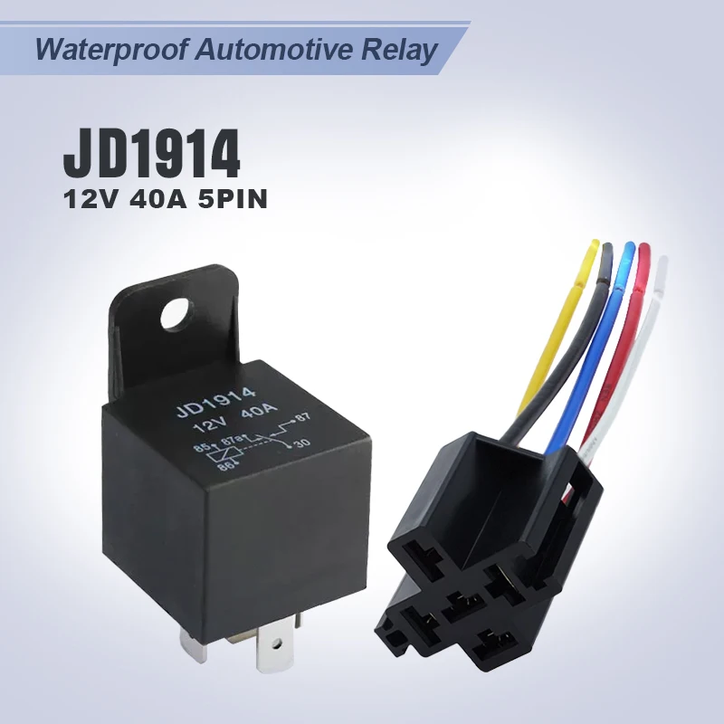Waterproof Automotive Relay 12V 5Pin 40A with Harness Relay Socket for Car Truck Boat Marine ATV Black Red Copper Terminal
Waterproof Automotive Relay 12V 5Pin 40A with Harness Relay Socket for Car Truck Boat Marine ATV Black Red Copper Terminal
