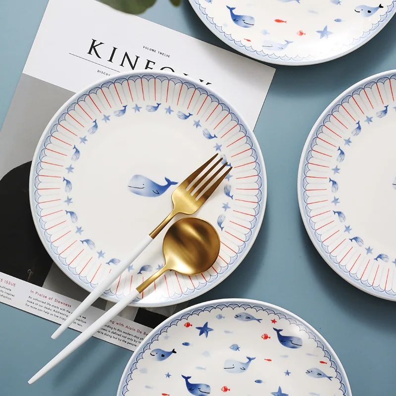 1Pc Cartoon Dolphin Pattern Plates 8 inch Ceramic Tableware Glaze Color For Home Serving Plate Restaurant Steak Plates
1Pc Cartoon Dolphin Pattern Plates 8 inch Ceramic Tableware Glaze Color For Home Serving Plate Restaurant Steak Plates