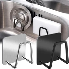 Kitchen Stainless Steel Sink Shelf Sponges Holders Adhesive Drain Drying Rack Wall Hooks Accessories Storage Organizer