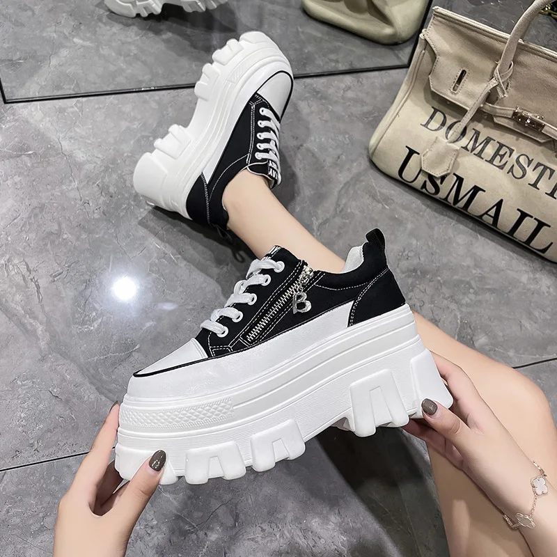 

Platform Sneakers Women 2022 Designer Shoes Fashion Casual Height Incresing 6CM Chunky Sneaker Woman White Black Chaussure Femme