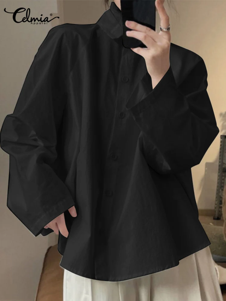 Casual Lapel Collar Swing Blouses Celmia Fashion Women's Long Sleeve Shirt 2022 Single Breast Tops Streetwear Solid Color Blusas 
Casual Lapel Collar Swing Blouses Celmia Fashion Women's Long Sleeve Shirt 2022 Single Breast Tops Streetwear Solid Color Blusas