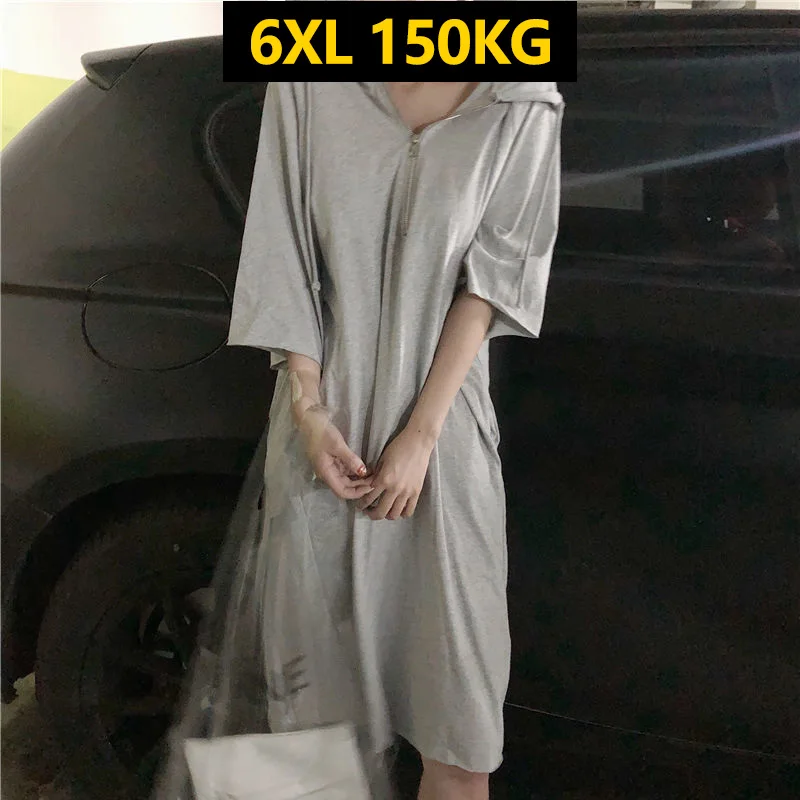 E GIRLS Large Size 6XL 150KG Summer Black Dress With Hooded Women Short Sleeve Large Loose Zipper Dress Casual Vestidos E GIRLS
E GIRLS Large Size 6XL 150KG Summer Black Dress With Hooded Women Short Sleeve Large Loose Zipper Dress Casual Vestidos E GIRLS