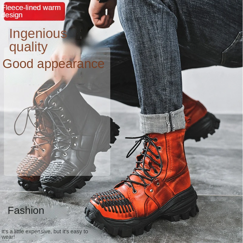 New Motorcycle Boots Platform Gothic Boots Thick Bottom Leather Winter Ankle Boots Men Red Round Toe Cowboy Western Boots Design
New Motorcycle Boots Platform Gothic Boots Thick Bottom Leather Winter Ankle Boots Men Red Round Toe Cowboy Western Boots Design