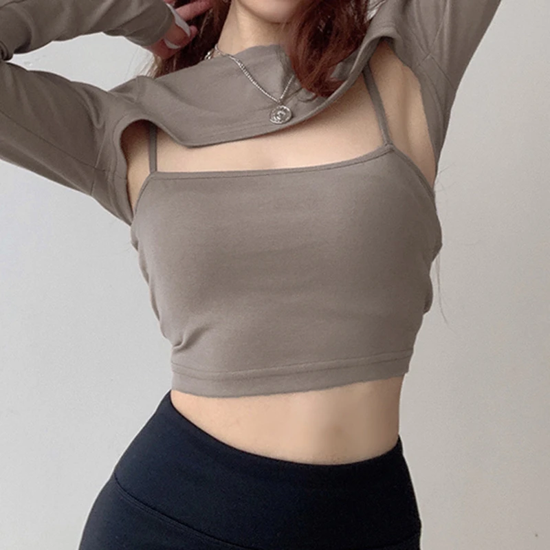 Women Sexy Suspenders Two-piece Long Sleeve Tops Spring Autumn Korean Fashion Brushed Solid Bottoming Shirt All-match Pullovers
Women Sexy Suspenders Two-piece Long Sleeve Tops Spring Autumn Korean Fashion Brushed Solid Bottoming Shirt All-match Pullovers