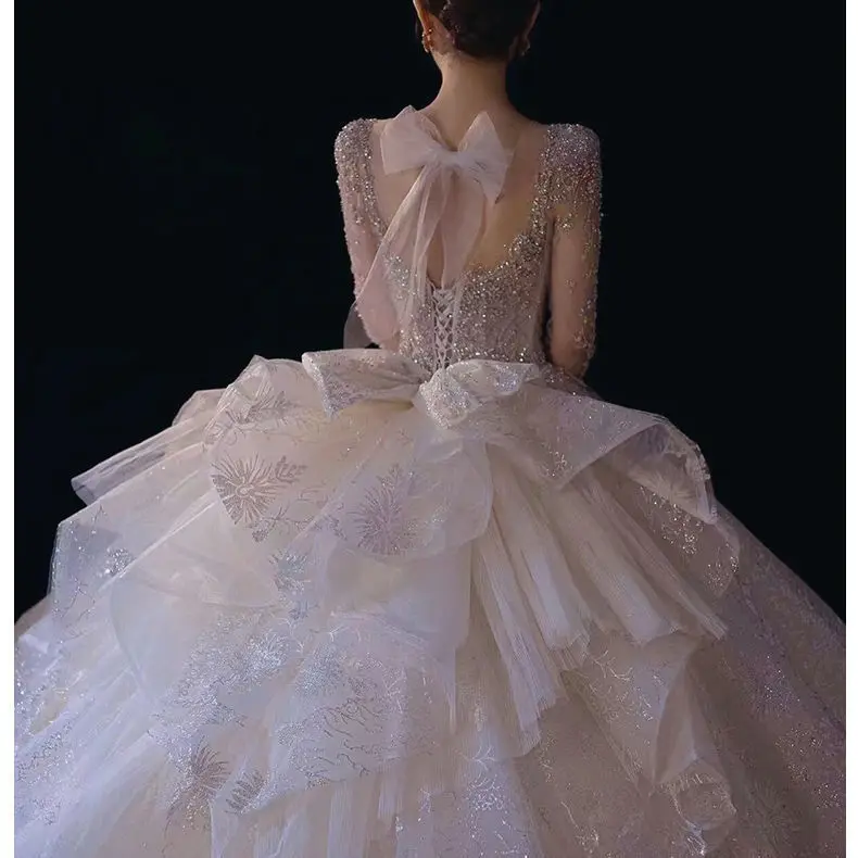 Off Shoulder Main Wedding Dress 2022 New Bride Small French Style Retro Luxury Large Tail Long Sleeve High Texture
Off Shoulder Main Wedding Dress 2022 New Bride Small French Style Retro Luxury Large Tail Long Sleeve High Texture