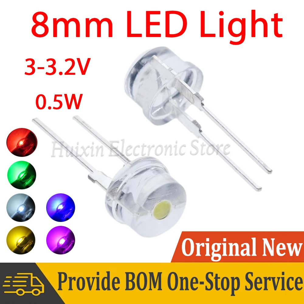 10pcs F8 8MM Warm White Blue Green Red Yellow LED Super Bright Straw Hat Light Emitting Diode Highlight 0.5W
10pcs F8 8MM Warm White Blue Green Red Yellow LED Super Bright Straw Hat Light Emitting Diode Highlight 0.5W