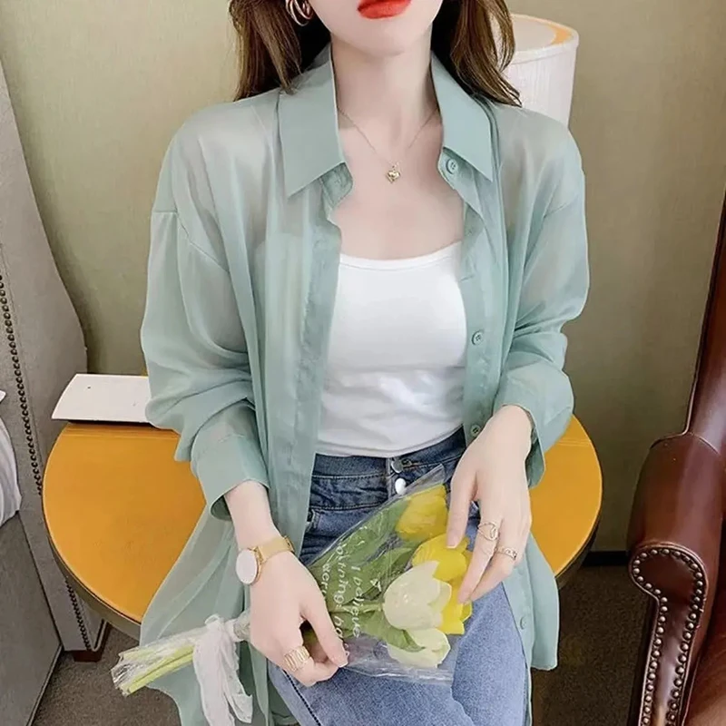 Gidyq Y2K Women Thin Shirts Summer Loose Chiffon Long Sleeve Sun Protection Shirts Korean Beach Vacation Female Solid Tops New
Gidyq Y2K Women Thin Shirts Summer Loose Chiffon Long Sleeve Sun Protection Shirts Korean Beach Vacation Female Solid Tops New