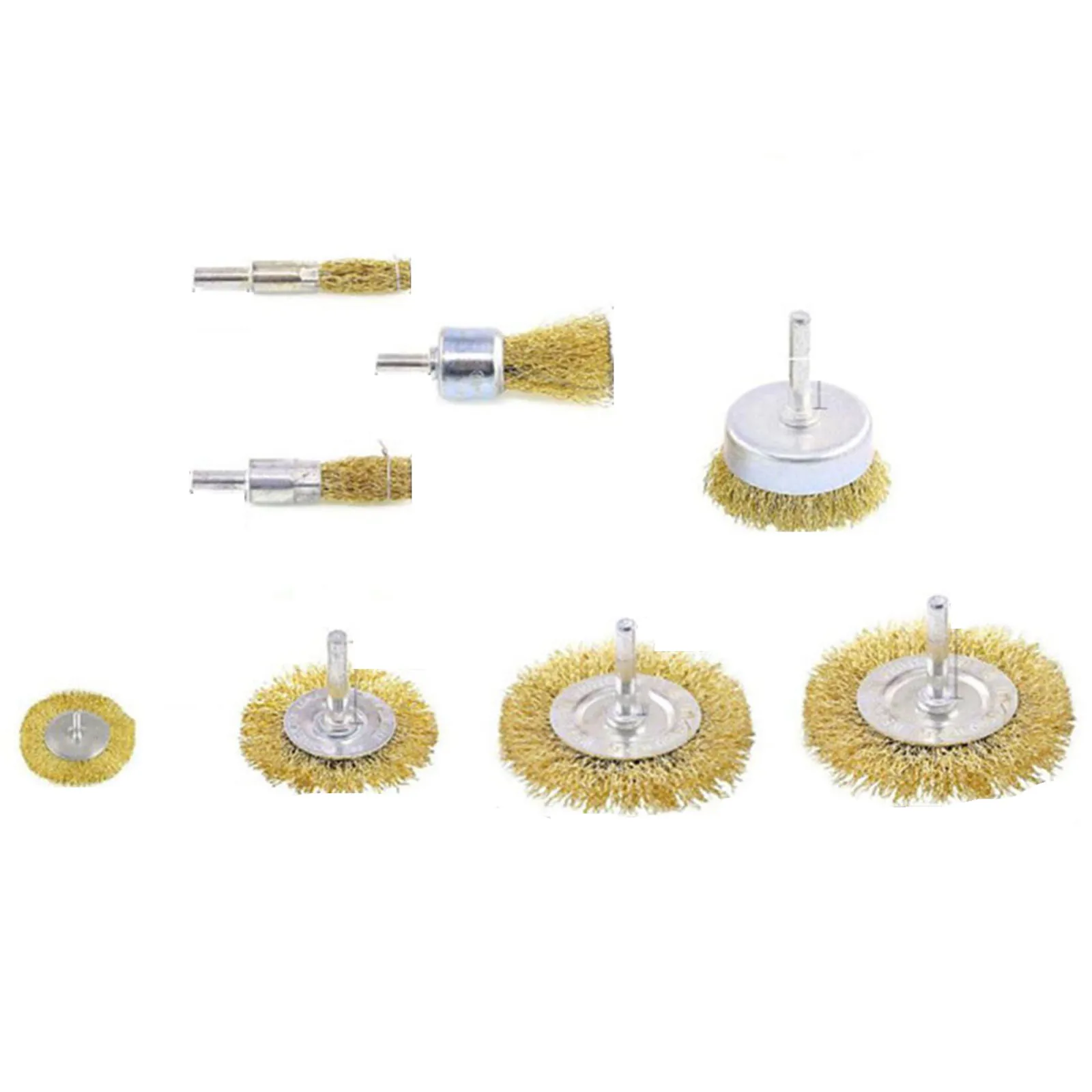 8pcs Drill Brush 6mm Shank Copper Plating Stainless Steel Wire Wheel Brushes Rotary Tool Electric Grinder Polishing Tool Parts
8pcs Drill Brush 6mm Shank Copper Plating Stainless Steel Wire Wheel Brushes Rotary Tool Electric Grinder Polishing Tool Parts
