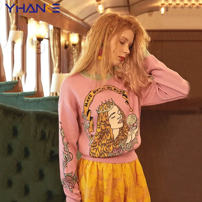 Autumn New Retro Character Pattern Design Knit Pullover Sweater Women's Long-sleeved Loose Round Neck Sweater Casual Fashion Top
Autumn New Retro Character Pattern Design Knit Pullover Sweater Women's Long-sleeved Loose Round Neck Sweater Casual Fashion Top
