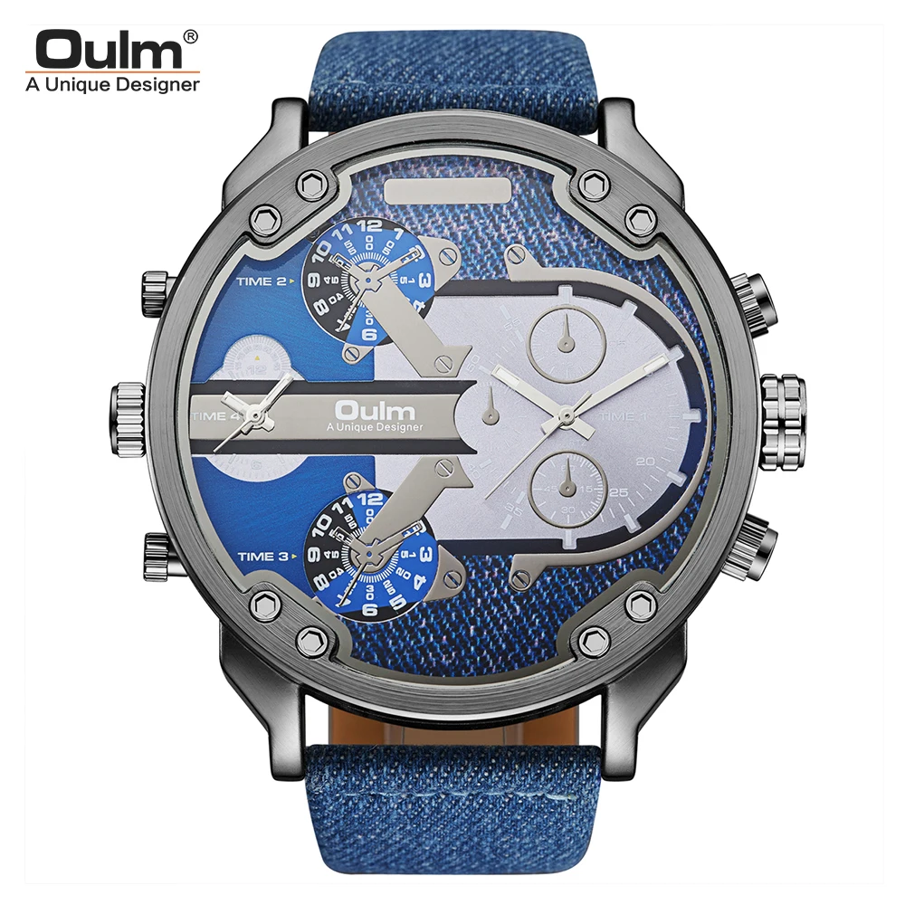 OULM Men's Quartz Watches Cowboy Blue Straps Watch Simple Luxury Casual Business Dual Time Zone Luminous Clock Relogio Masculino
OULM Men's Quartz Watches Cowboy Blue Straps Watch Simple Luxury Casual Business Dual Time Zone Luminous Clock Relogio Masculino