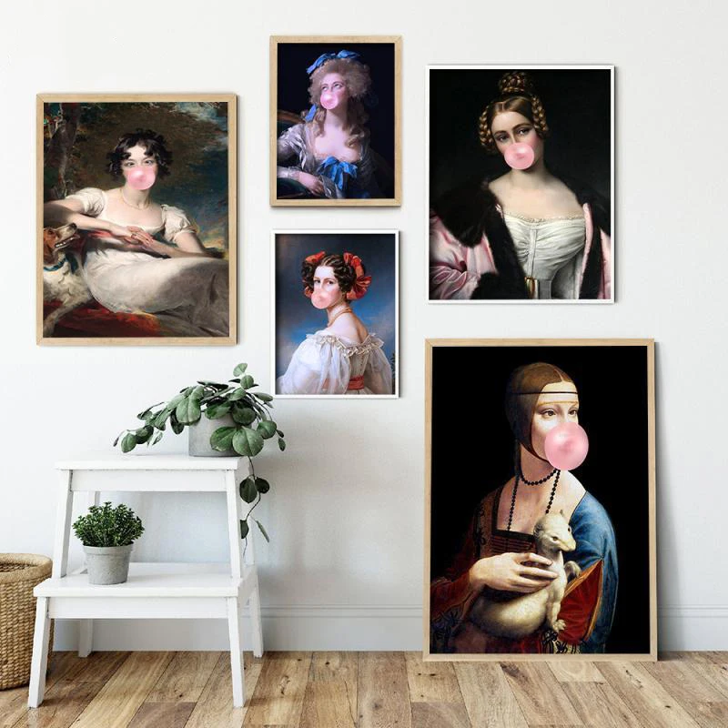 Women Chewing Bubble Gum Canvas Painting Vintage Prints Retro Lady Portrait Wall Art Picture Canvas Poster for Home Decoration
Women Chewing Bubble Gum Canvas Painting Vintage Prints Retro Lady Portrait Wall Art Picture Canvas Poster for Home Decoration
