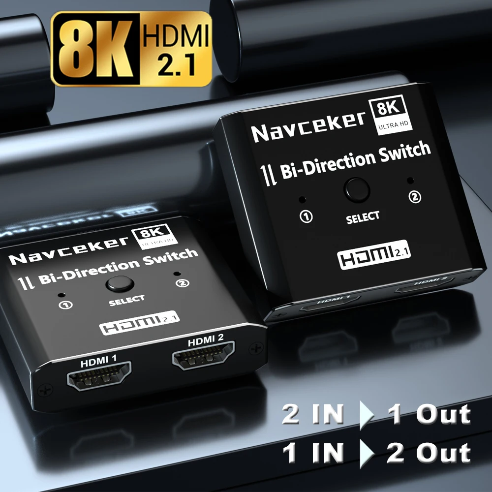4K 120Hz HD Switch HDMI-compatible Adapter 8K HD Bi-Direction Switcher 1x2/2x1 Switch HD Switch for Xiaomi Mi Box PS5/4 TV Box
4K 120Hz HD Switch HDMI-compatible Adapter 8K HD Bi-Direction Switcher 1x2/2x1 Switch HD Switch for Xiaomi Mi Box PS5/4 TV Box